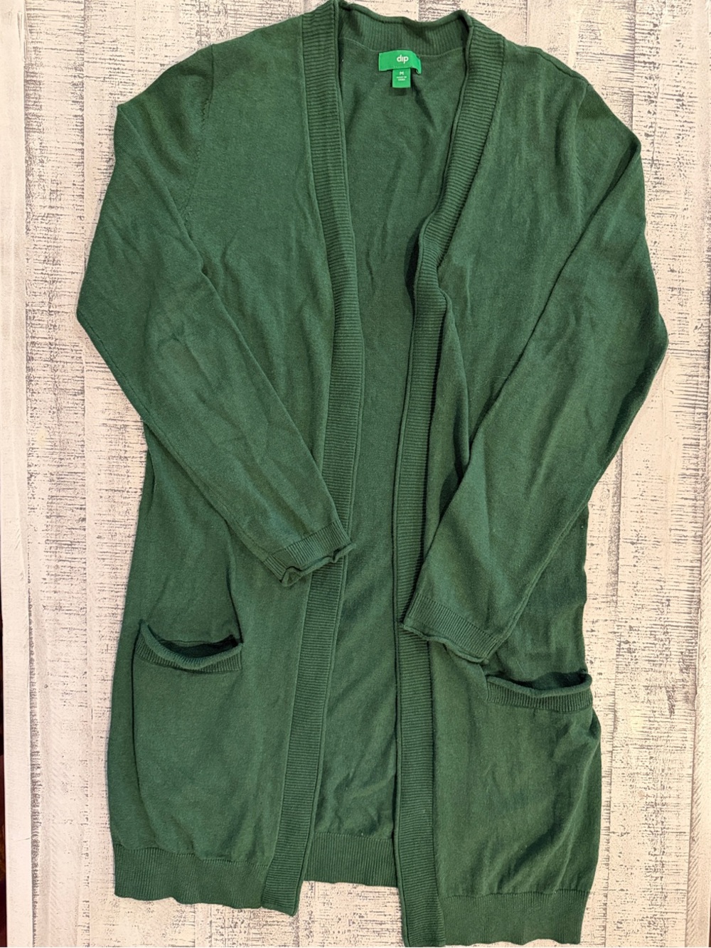 dip Forest Green Open-Front Pocket Cardigan